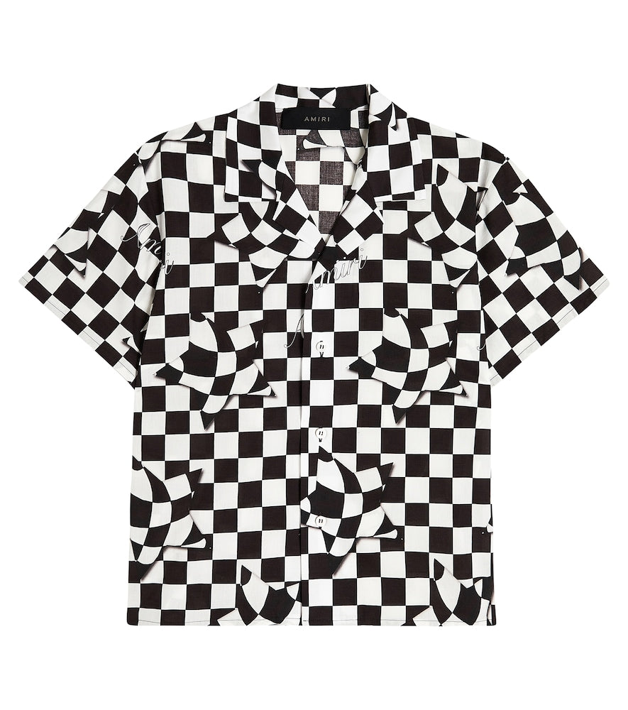 Checked cotton bowling shirt