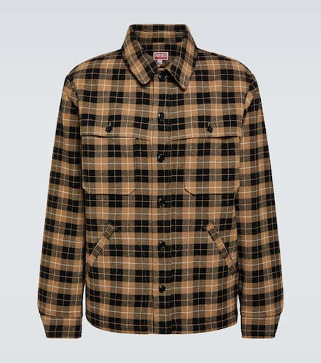 Checked wool-blend overshirt