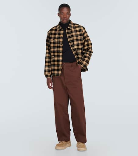 Checked wool-blend overshirt