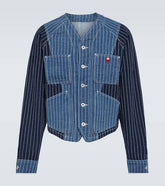 Patchwork striped denim jacket