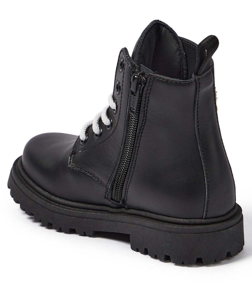 Teddy leather lace-up boots