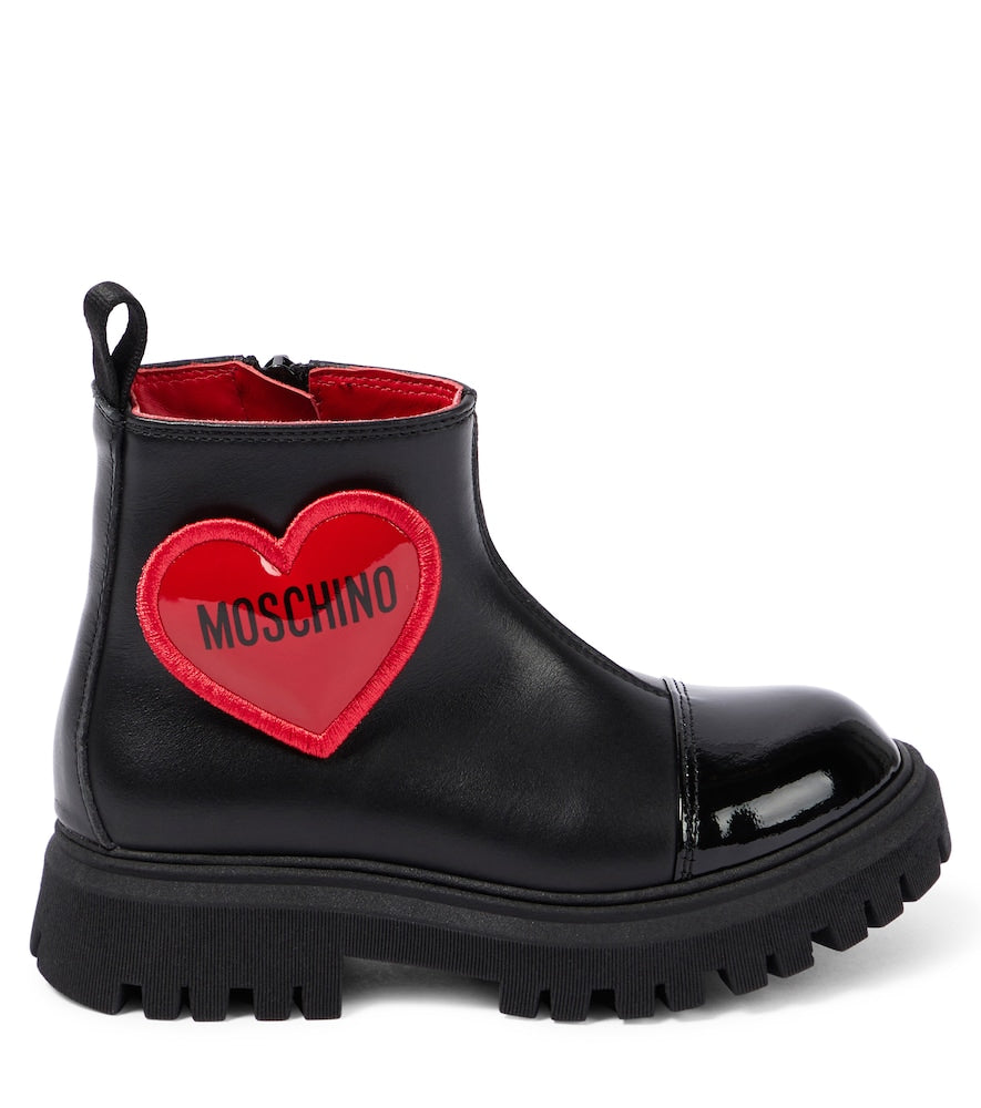 Heart patent leather boots