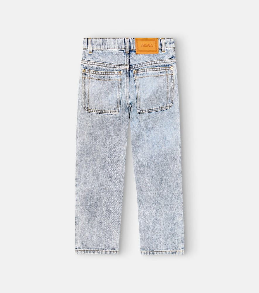 Embroidered logo straight jeans