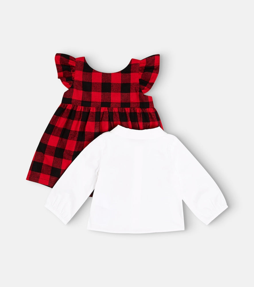 Baby Teddy Bear cotton top and dress set