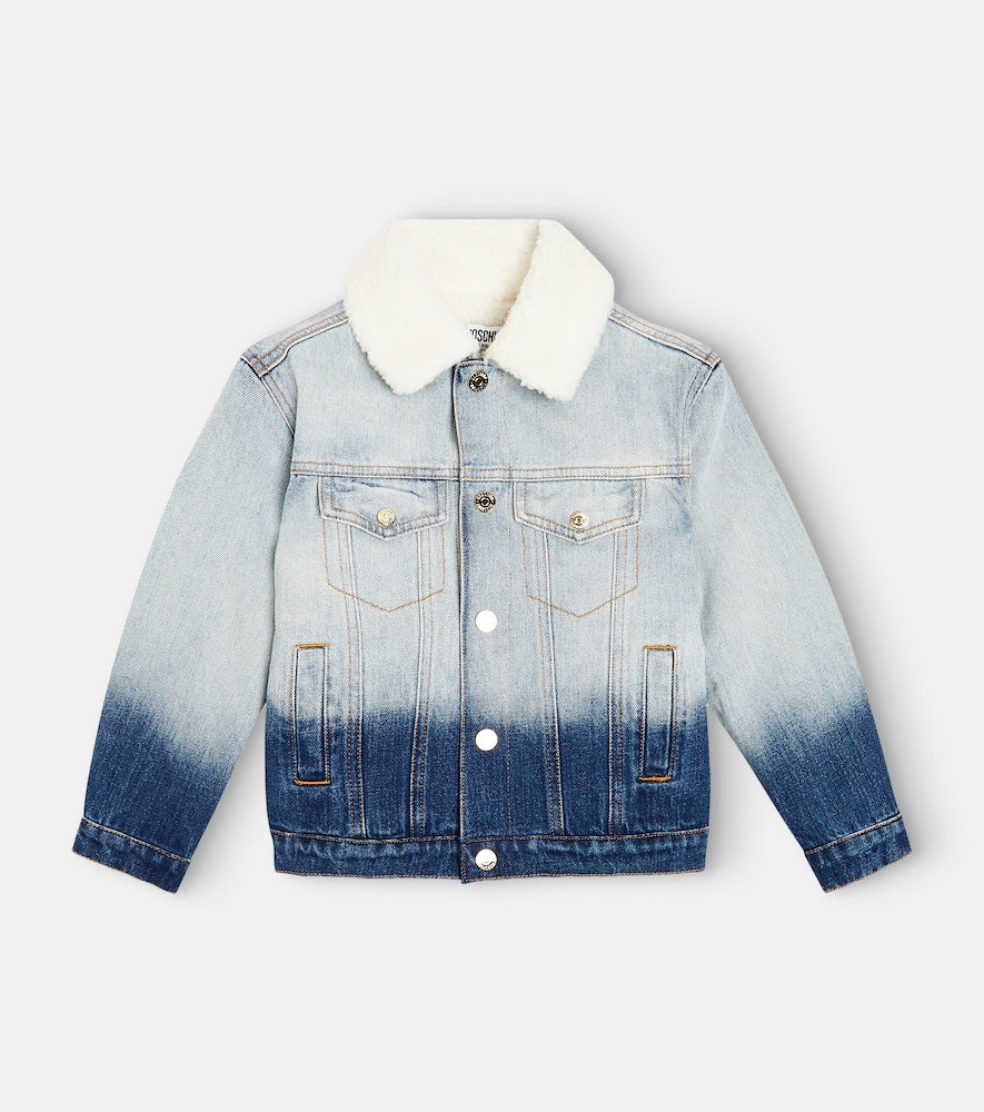 Embroidered ombré denim jacket