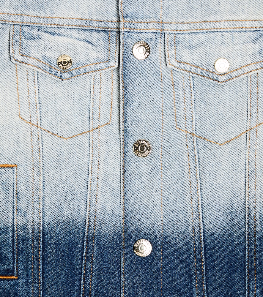 Embroidered ombré denim jacket