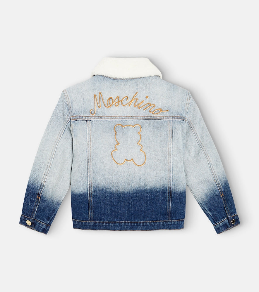 Embroidered ombré denim jacket
