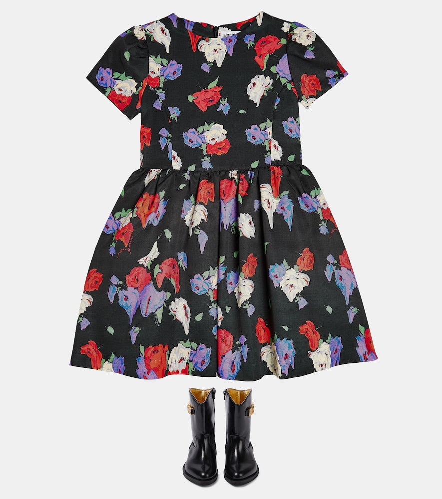 Floral cotton-blend dress