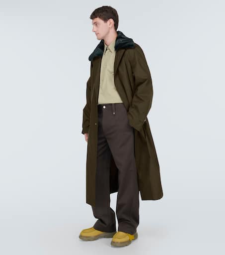 Oversized cotton gabardine car coat