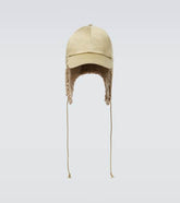 Faux-shearling trimmed cotton hat