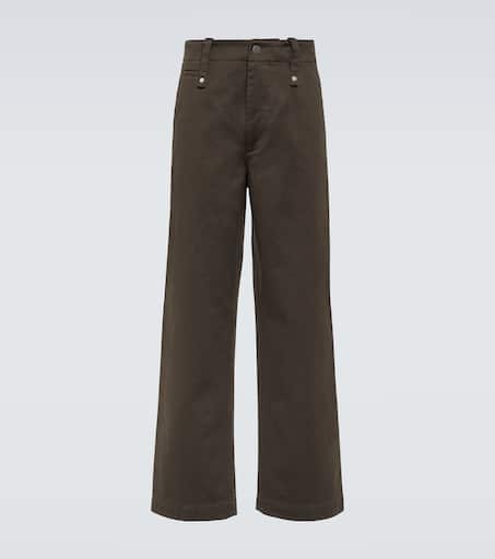 Cotton twill straight pants