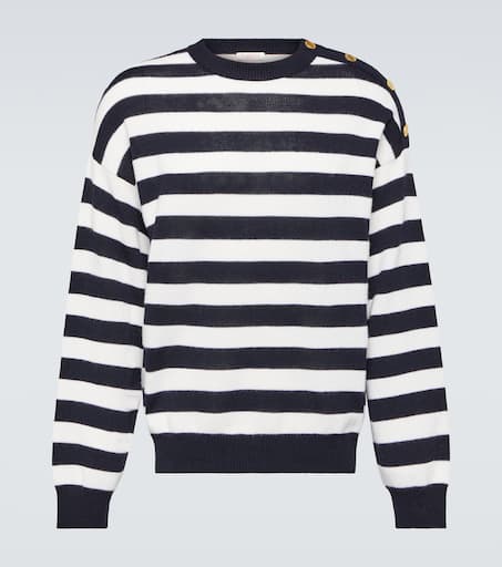 Striped cotton and wool sweater