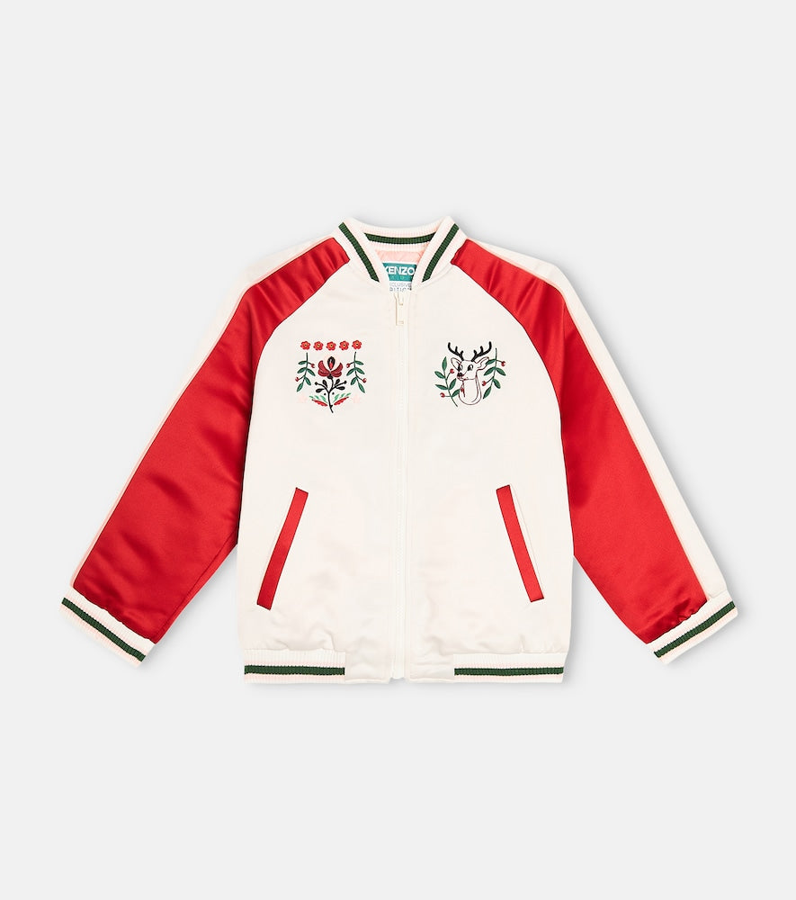 Embroidered satin varsity jacket