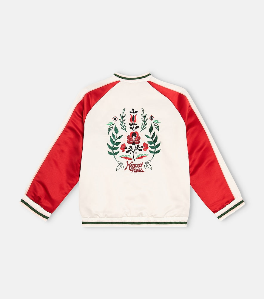 Embroidered satin varsity jacket