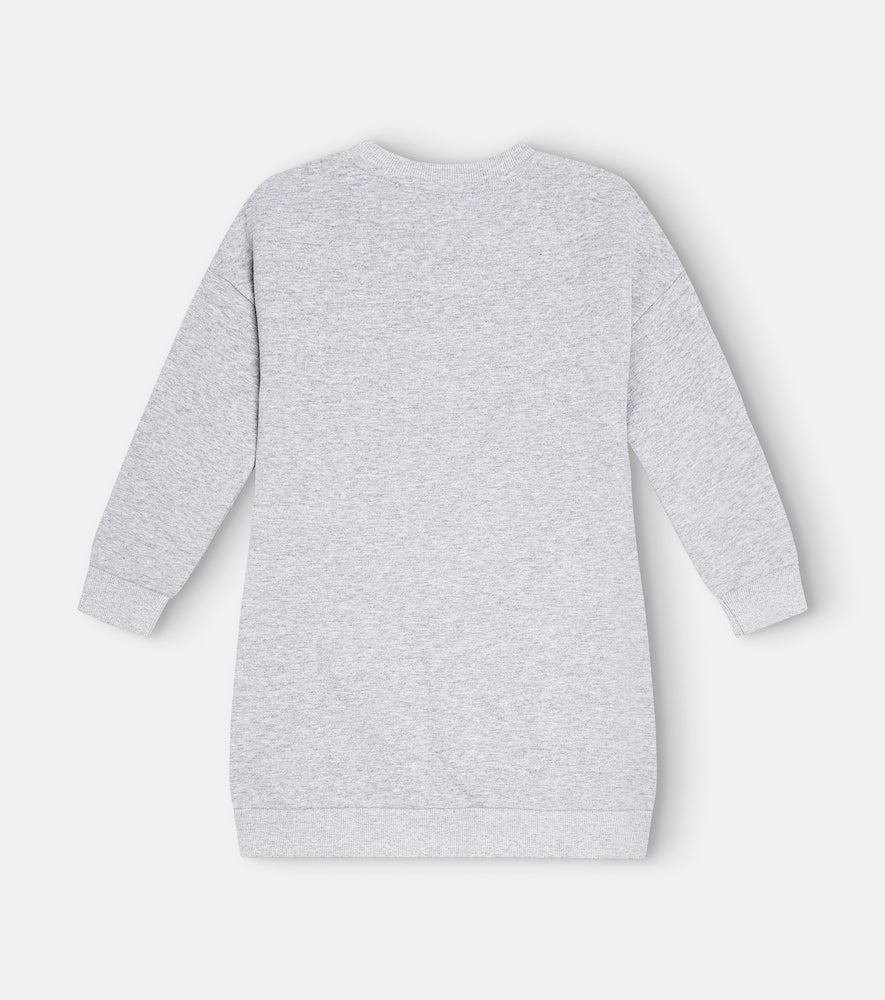 Embroidered cotton jersey sweatshirt dress
