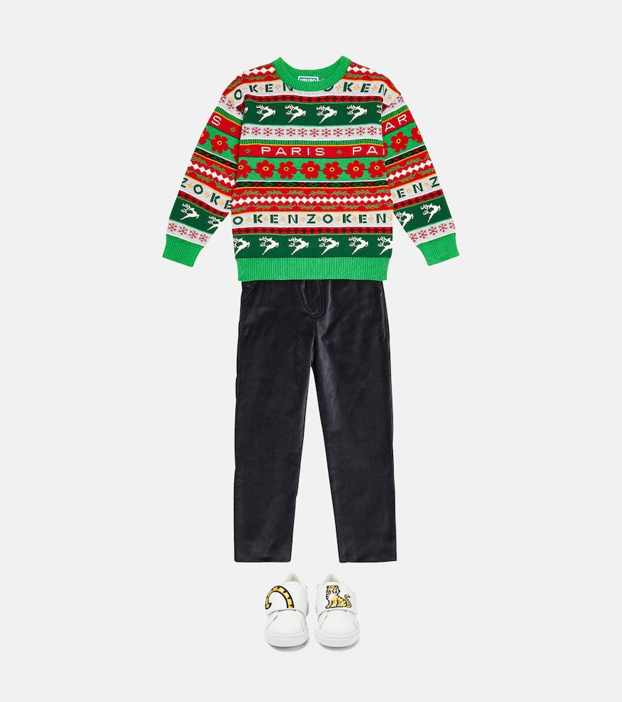 Jacquard cotton-blend sweater