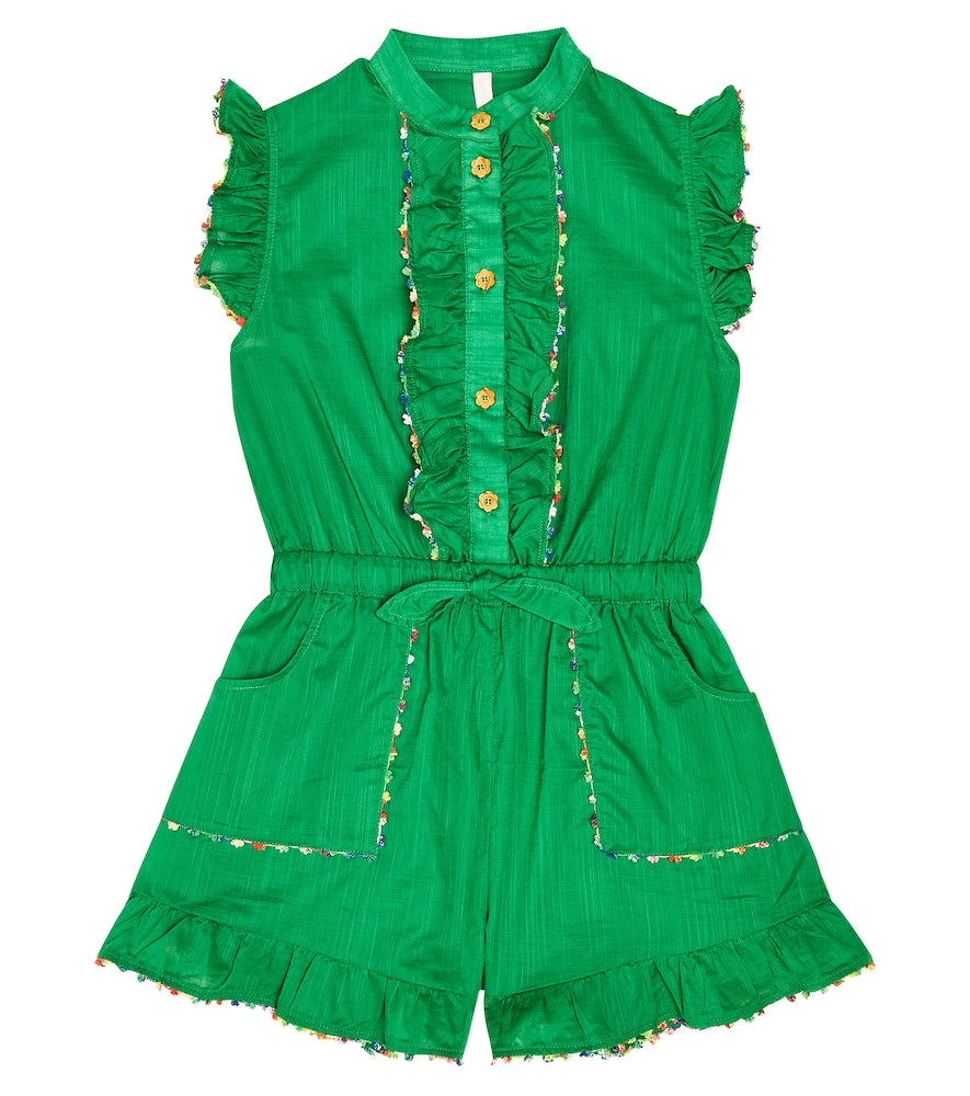Junie frill-trimmed floral cotton playsuit