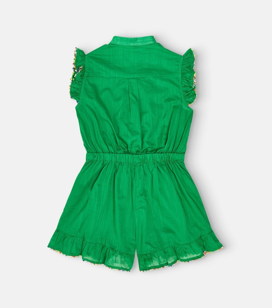 Junie frill-trimmed floral cotton playsuit