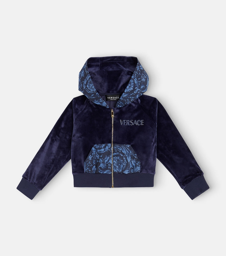Barocco embellished velvet hoodie