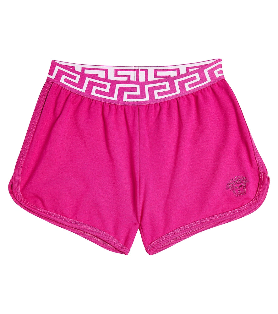 Greca cotton-blend jersey shorts