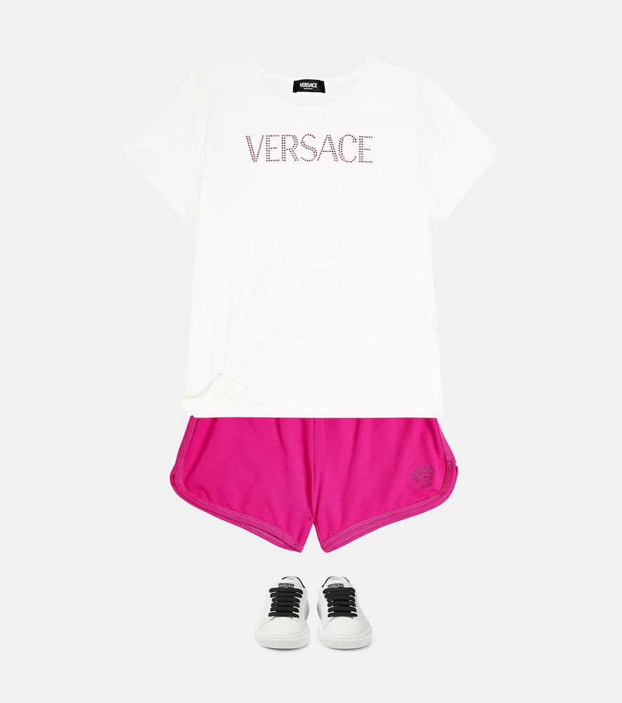Greca cotton-blend jersey shorts