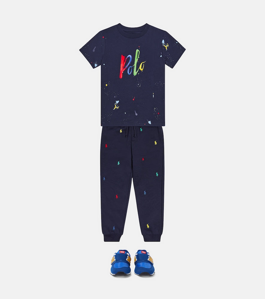 Embroidered cotton-blend sweatpants