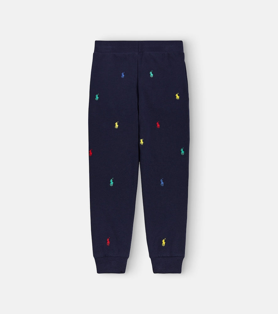 Embroidered cotton-blend sweatpants