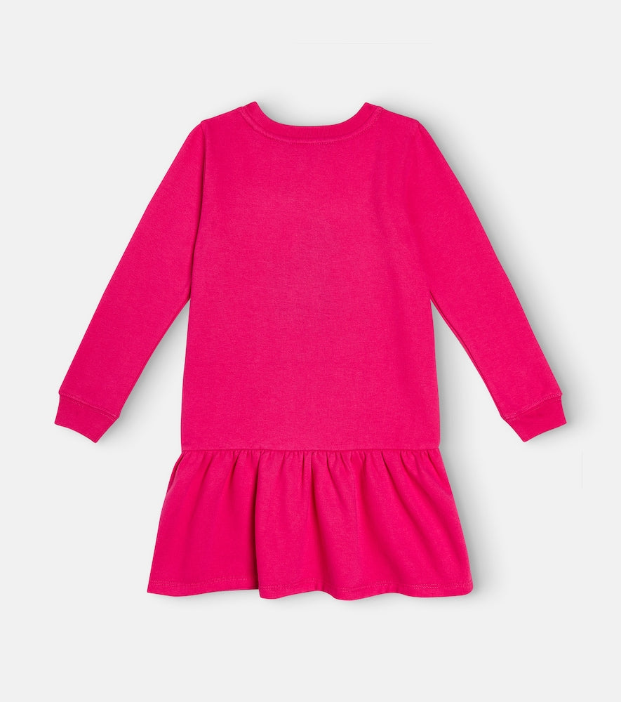 Logo embroidered cotton-blend dress
