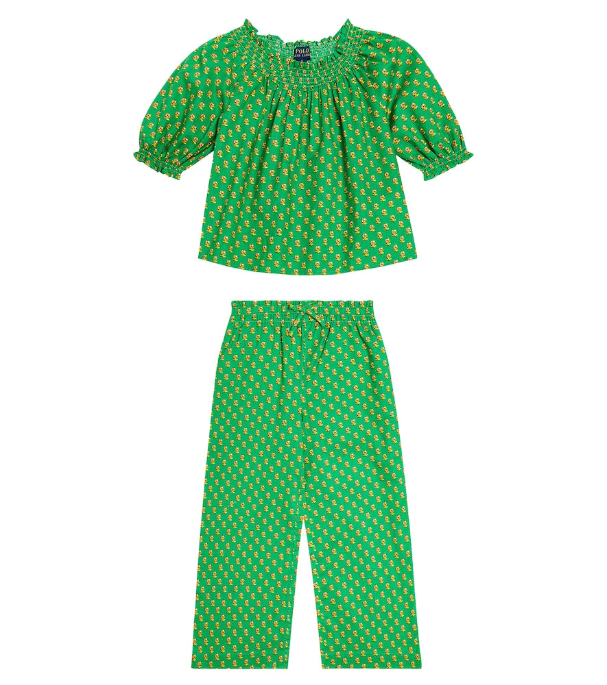 Floral cotton top and pants set