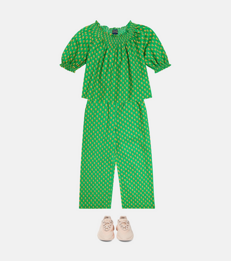 Floral cotton top and pants set