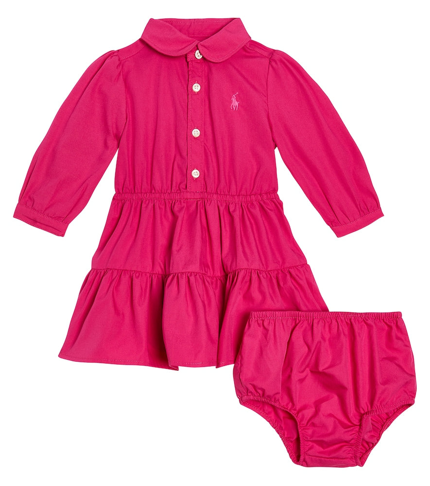 Baby cotton dress and bloomers set