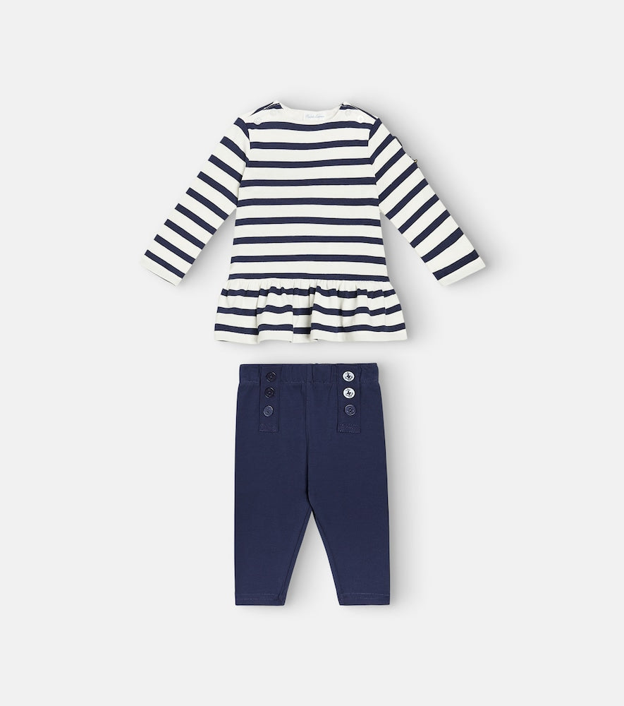 Baby striped cotton top and leggings set