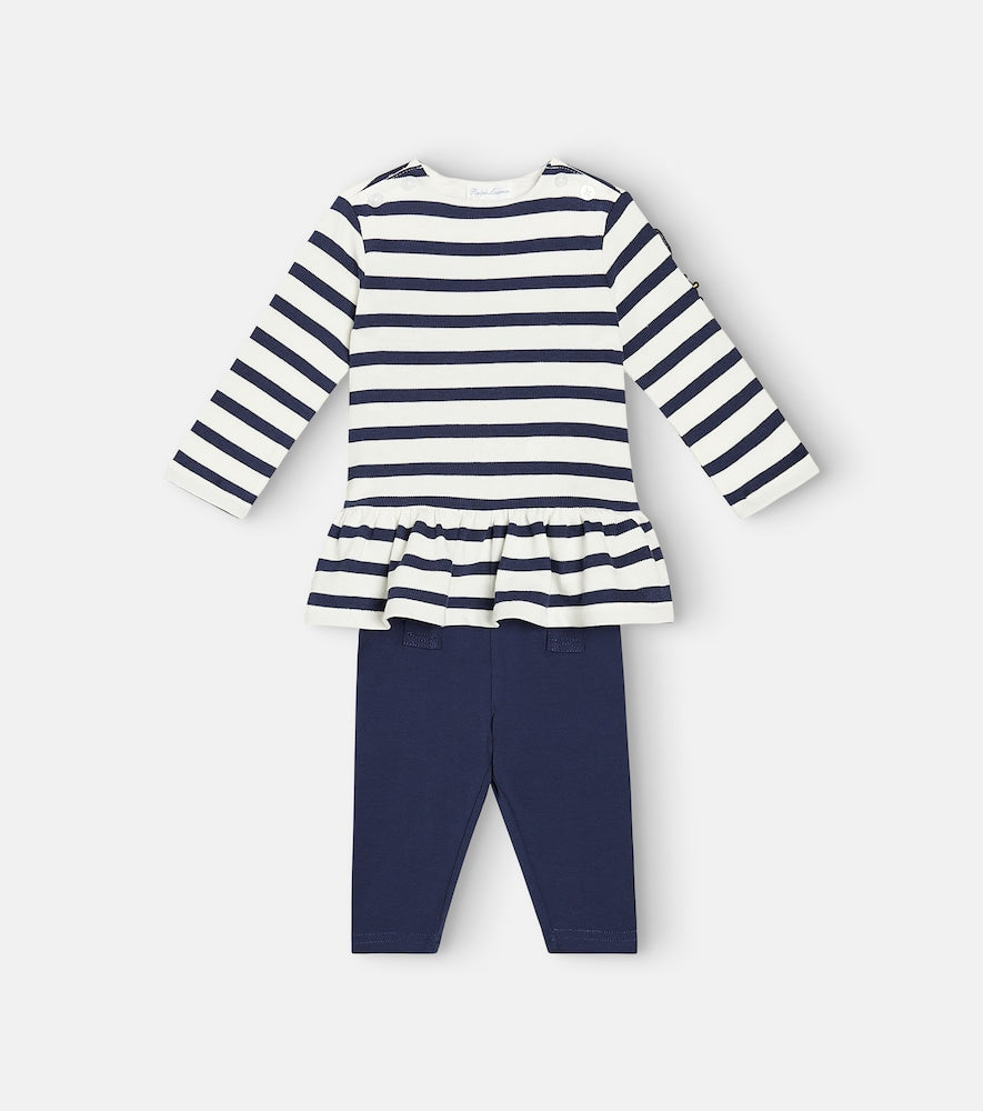Baby striped cotton top and leggings set