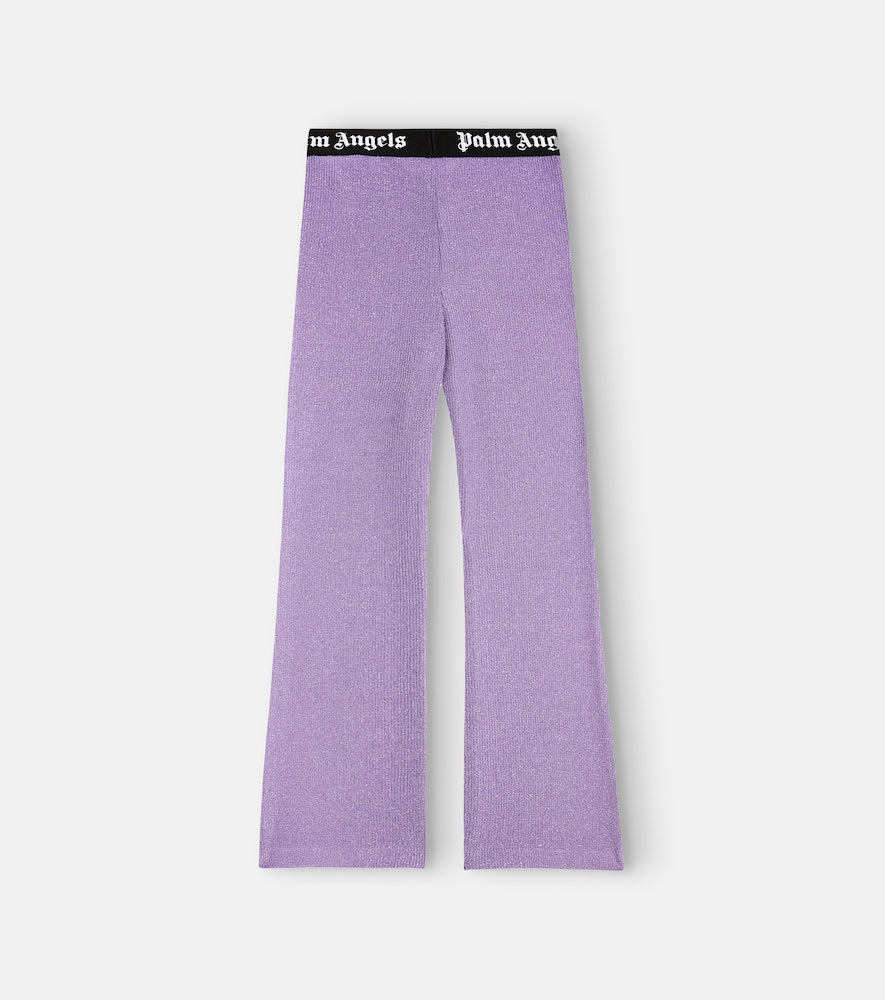 High-rise ribbed-knit flared pants