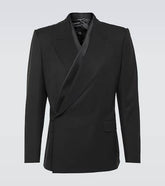 Asymmetric double-breasted wool-blend blazer