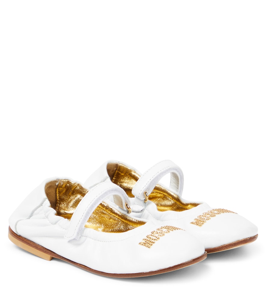 Logo leather ballet flats