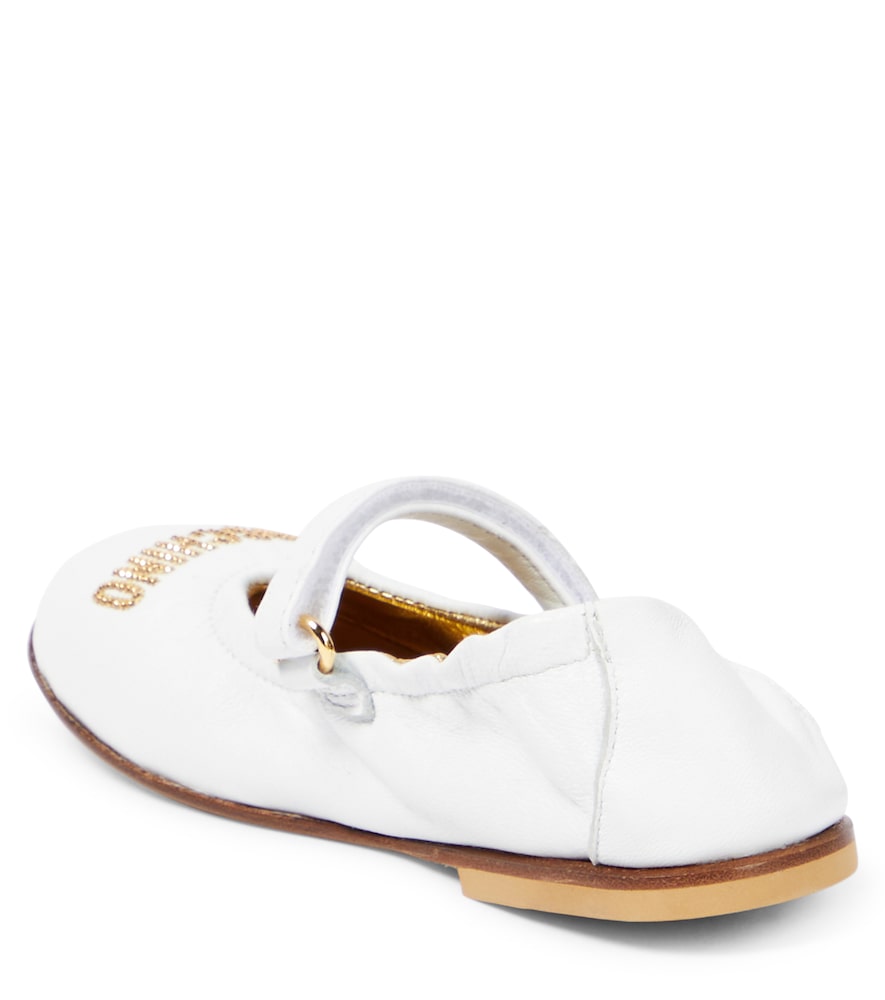 Logo leather ballet flats