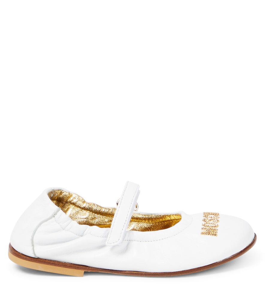 Logo leather ballet flats