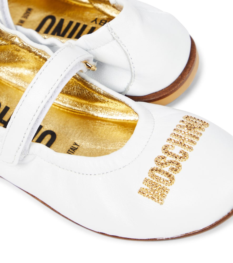 Logo leather ballet flats