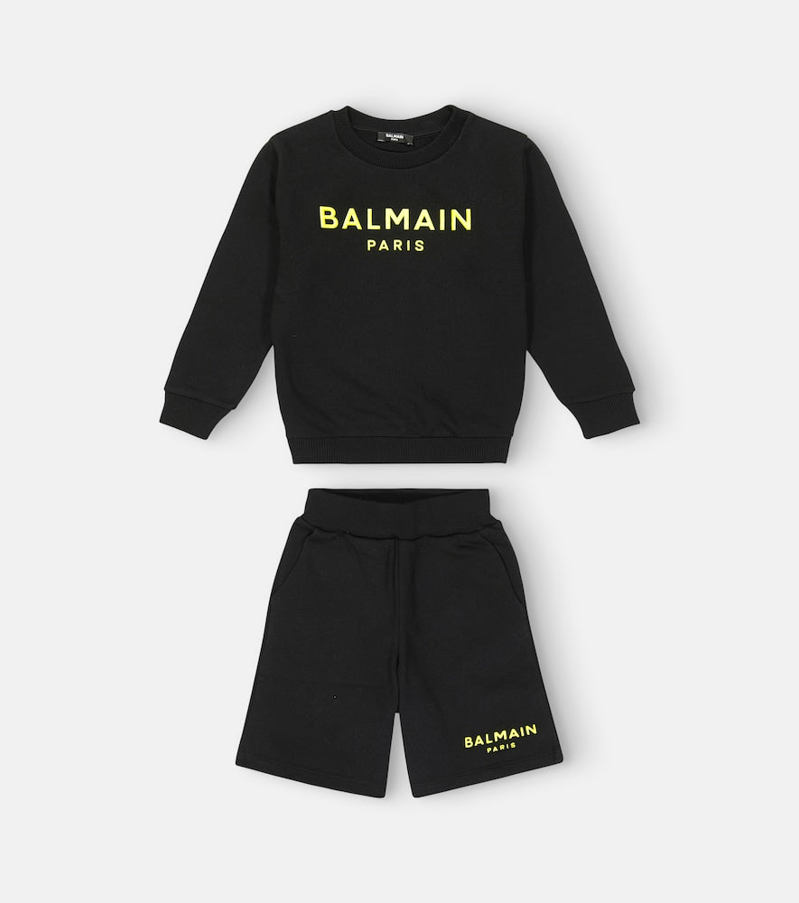 Cotton fleece sweatshirt and shorts set