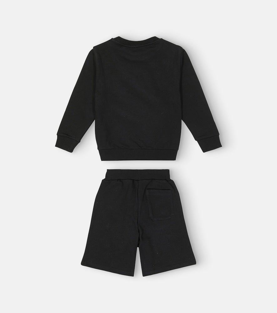 Cotton fleece sweatshirt and shorts set