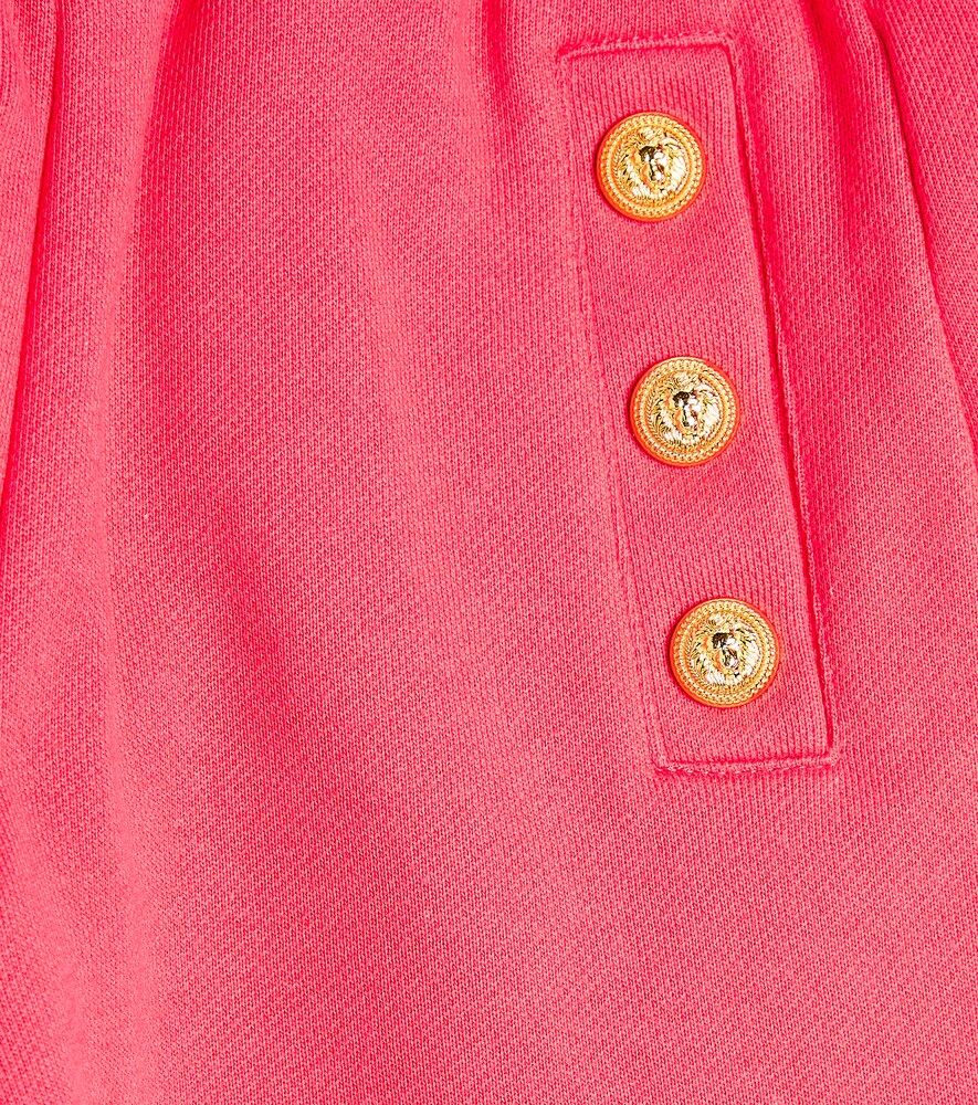 Button-embellished jersey shorts