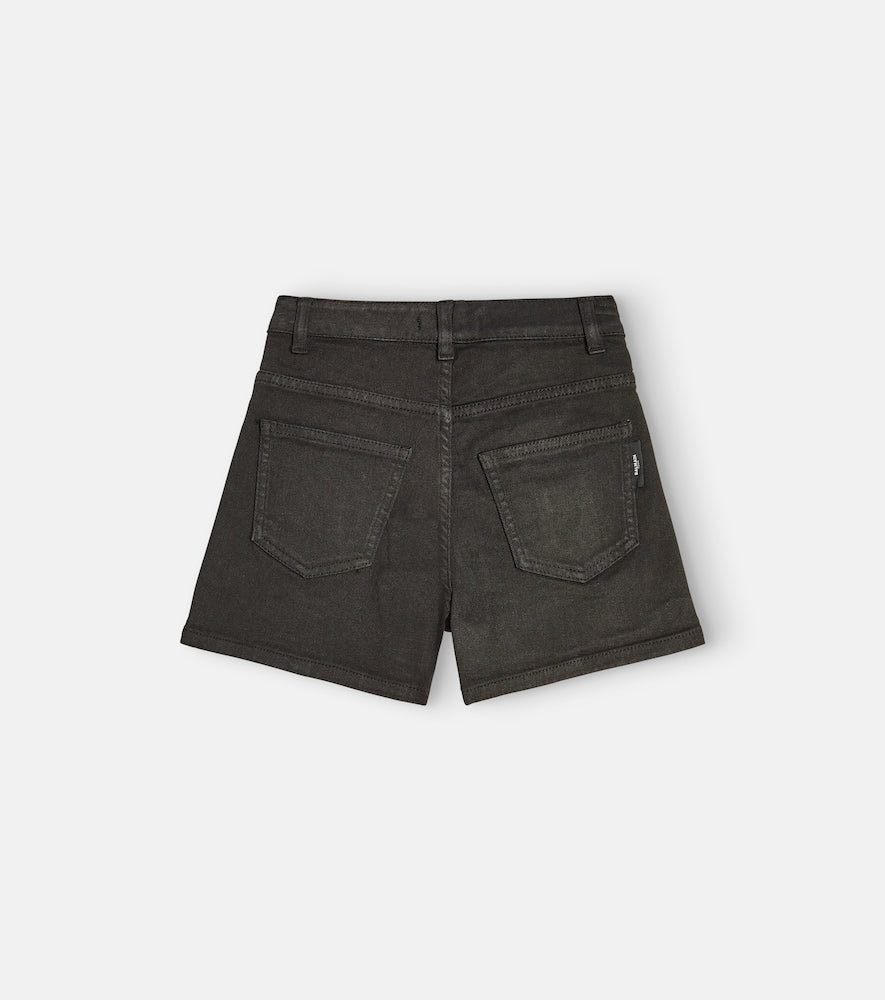 Button-embellished cotton-blend shorts