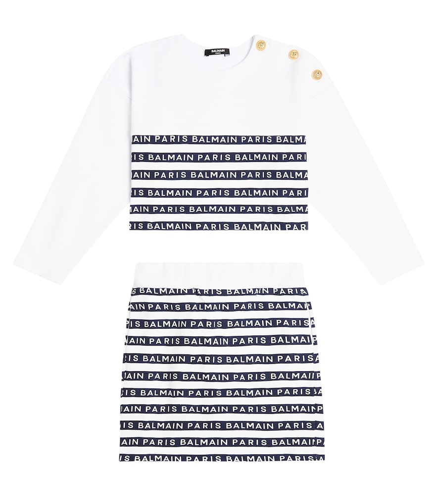 Striped cotton sweatshirt and skirt set