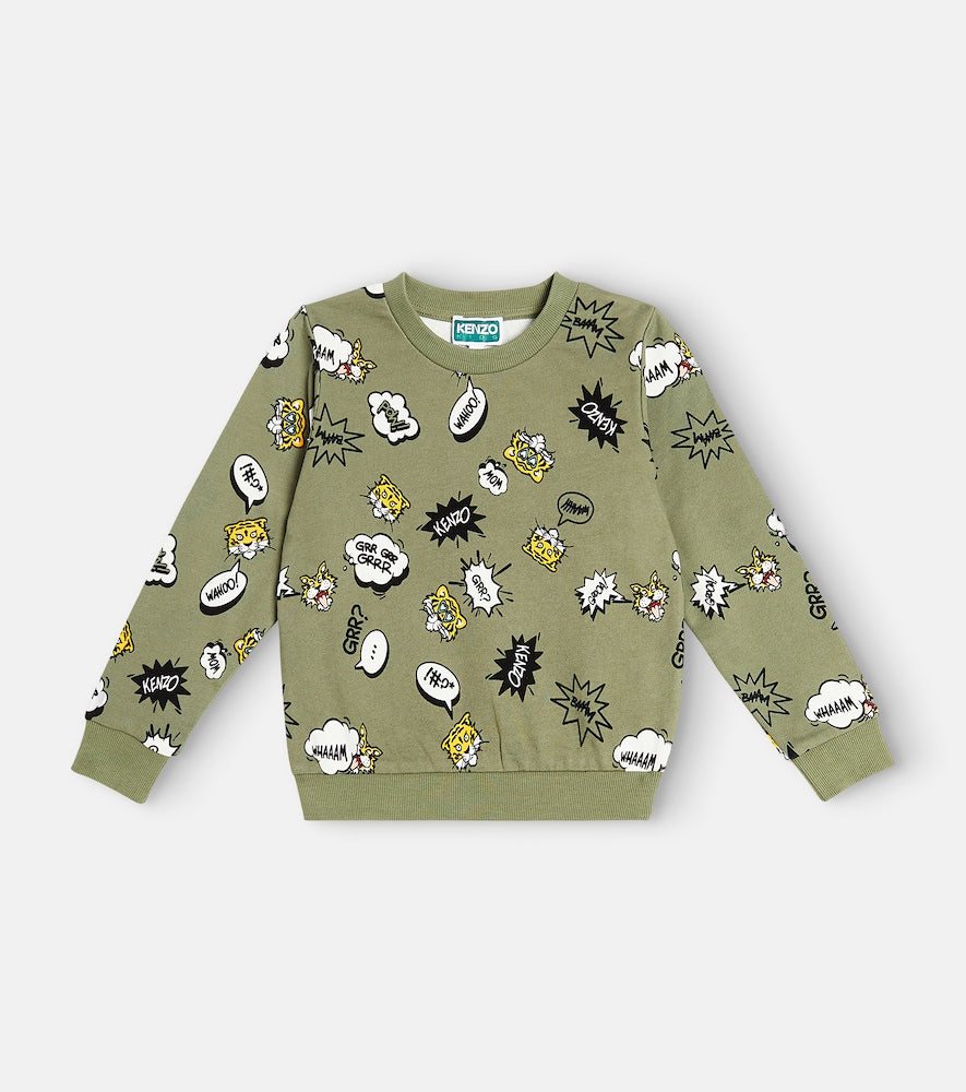 Printed cotton-blend jersey sweatshirt