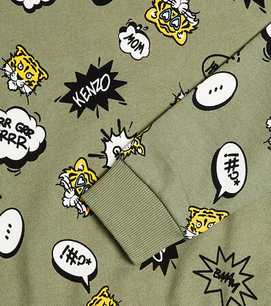 Printed cotton-blend jersey sweatshirt