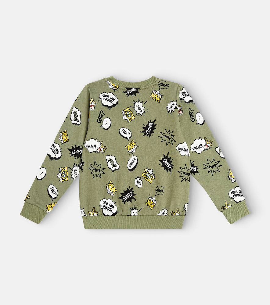 Printed cotton-blend jersey sweatshirt