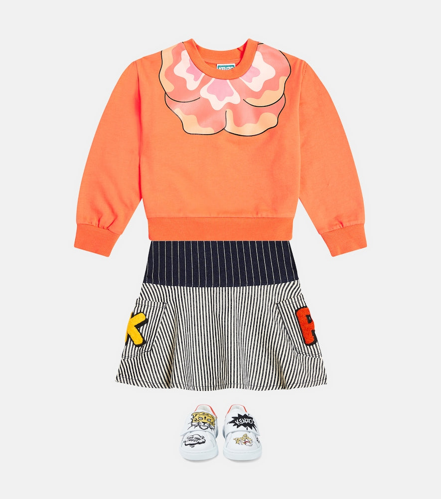 Printed cotton-blend jersey sweatshirt