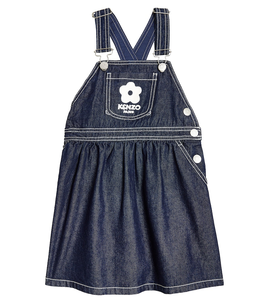 Logo embroidered denim dress