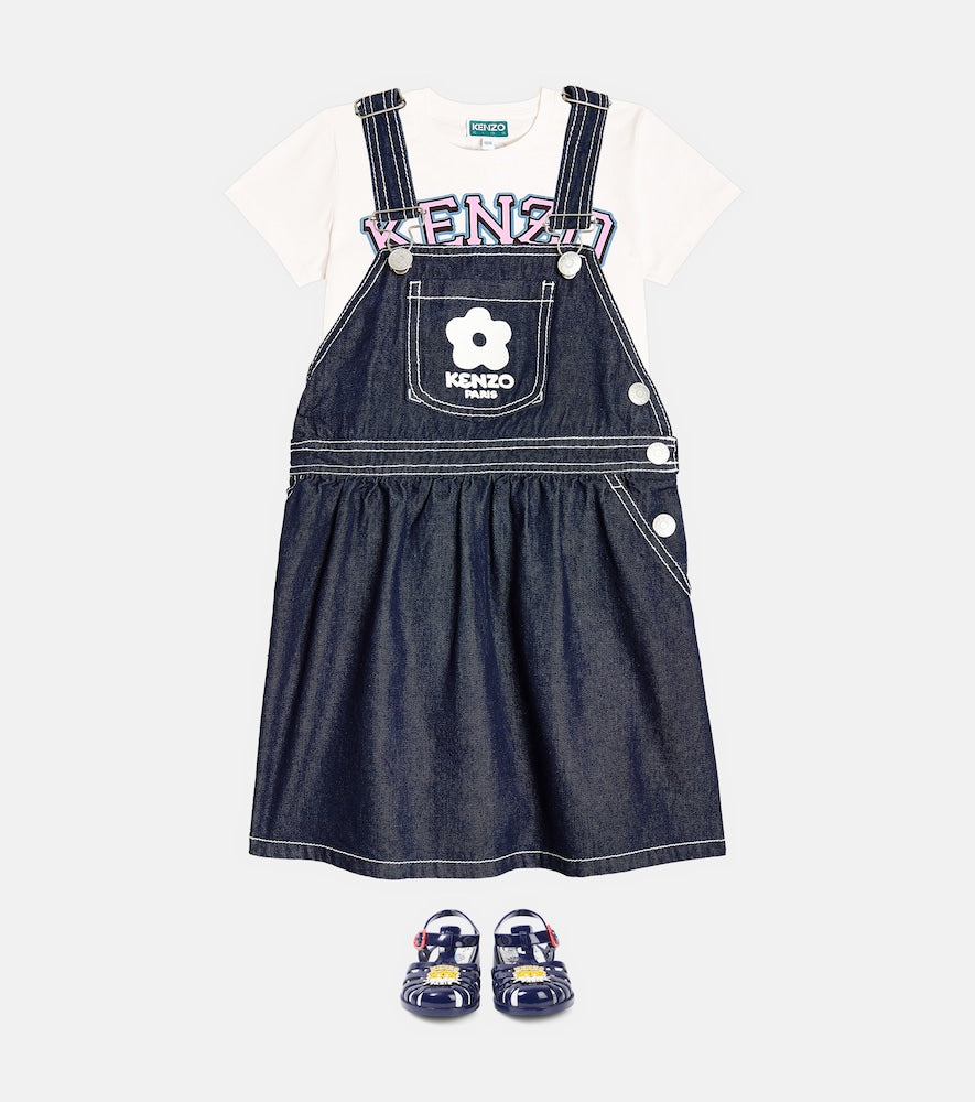 Logo embroidered denim dress